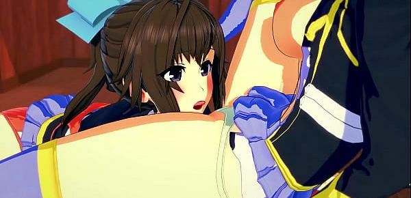  Mogana Kikaijima has lesbian sex with Medaka Kurokami before getting fucked with a strapon - Medaka Box Hentai.